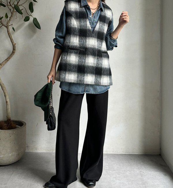  「【WEB限定】チェックシャギーベスト」|ベスト・ジレ|