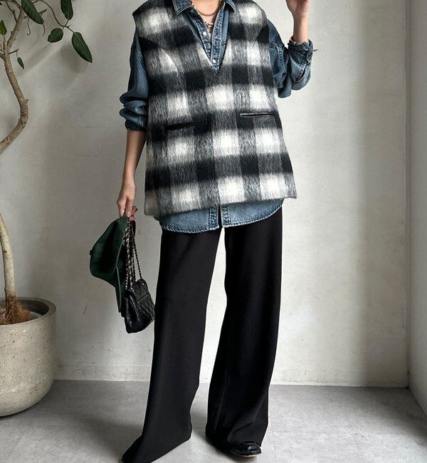  「【WEB限定】チェックシャギーベスト」|ベスト・ジレ|