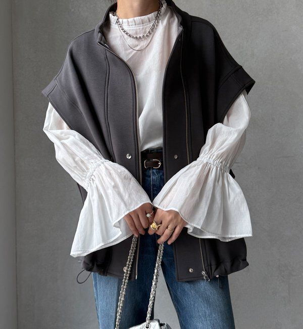  「【WEB限定】スリーブレスジップブルゾン」|ベスト・ジレ|