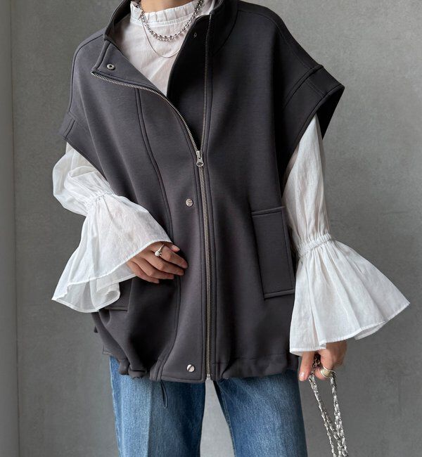  「【WEB限定】スリーブレスジップブルゾン」|ベスト・ジレ|