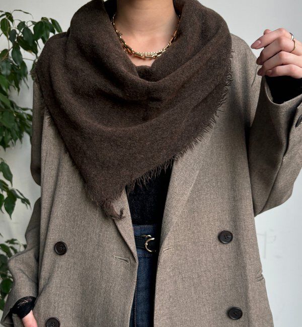  「ウール三角ストール」|マフラー|ブラウン