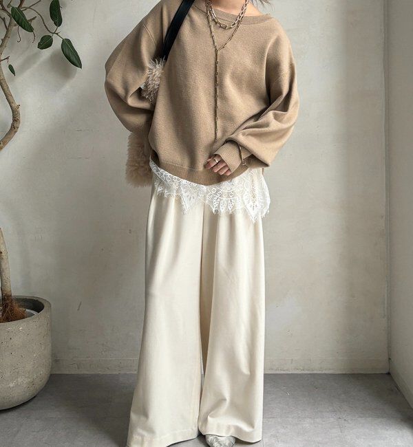  「アシメラウンドニットプルオーバー」|ニット・セーター|