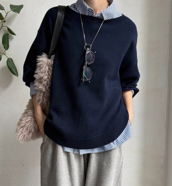  「アシメラウンドニットプルオーバー」|ニット・セーター|