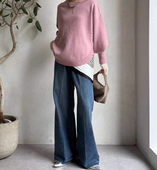  「アシメラウンドニットプルオーバー」|ニット・セーター|