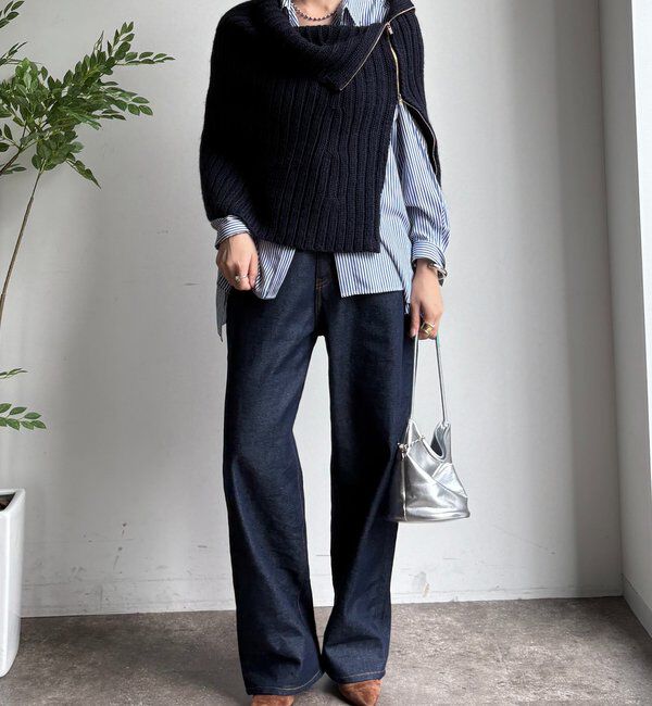  「ジップアップポンチョ」|ニット・セーター|