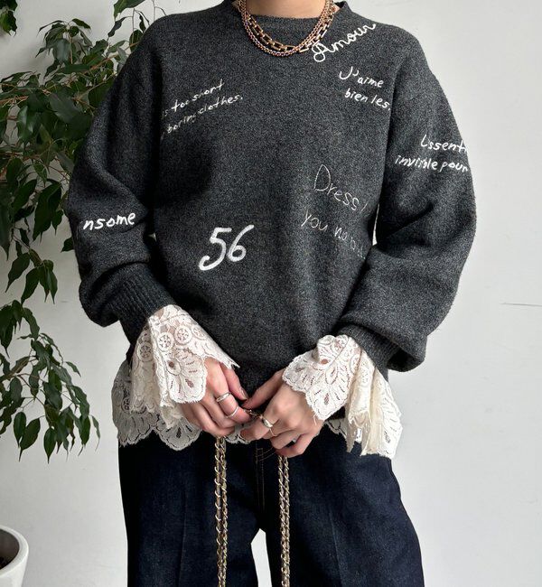 「【WEB限定】レタリング刺繍プルオーバー」|ニット・セーター|