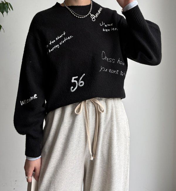 「【WEB限定】レタリング刺繍プルオーバー」|ニット・セーター|