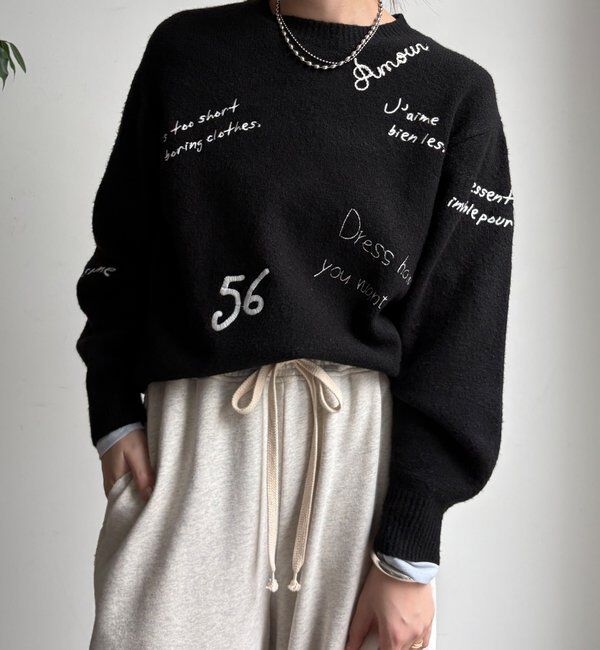  「【WEB限定】レタリング刺繍プルオーバー」|ニット・セーター|