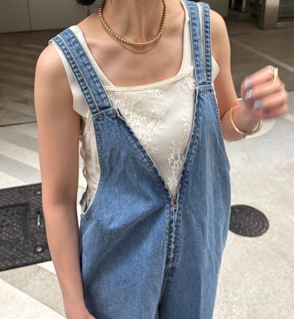  「深Vデニムサロペット」|ワンピース|