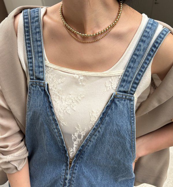  「深Vデニムサロペット」|ワンピース|