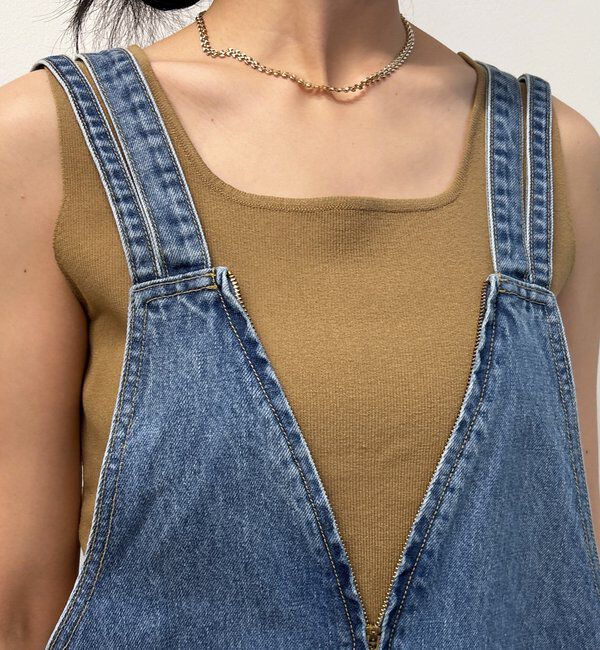  「深Vデニムサロペット」|ワンピース|