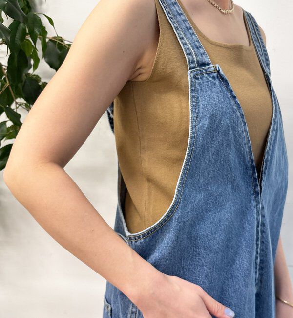  「深Vデニムサロペット」|ワンピース|