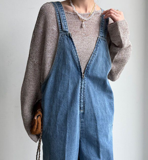  「深Vデニムサロペット」|ワンピース|