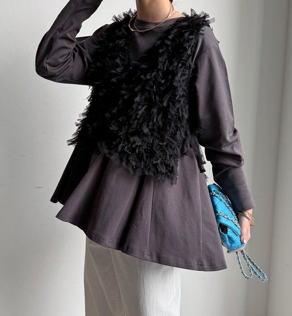  「【WEB限定】リボンヤーンベスト&times;テントプルオーバーセット」|ニット・セーター|ブラック