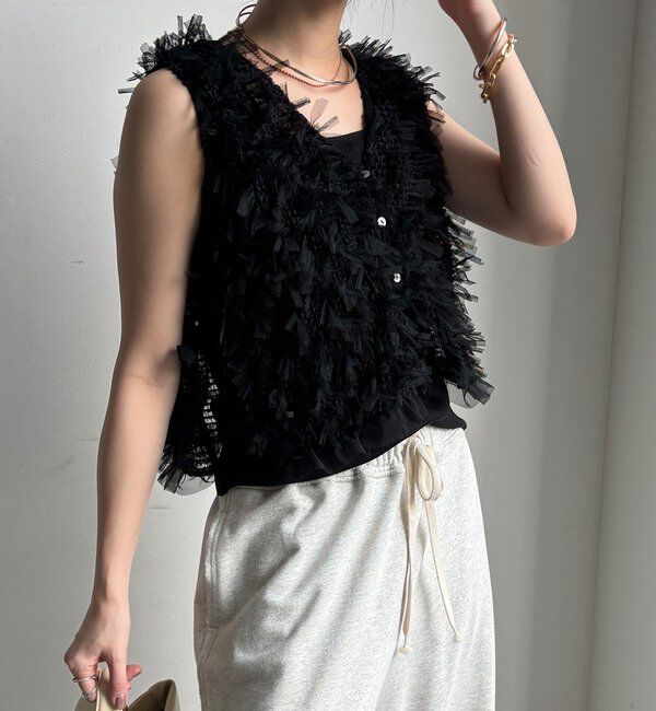  「【WEB限定】リボンヤーンベスト&times;テントプルオーバーセット」|ニット・セーター|