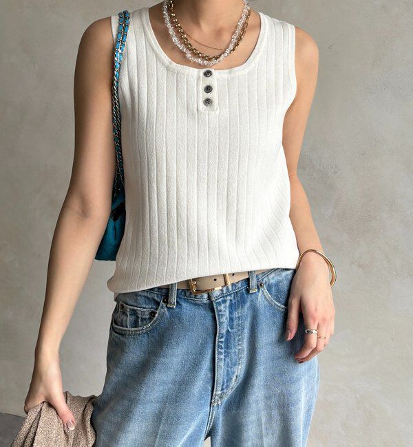  「ヘンリーネック前後2WAYニットタンク」|ニット・セーター|