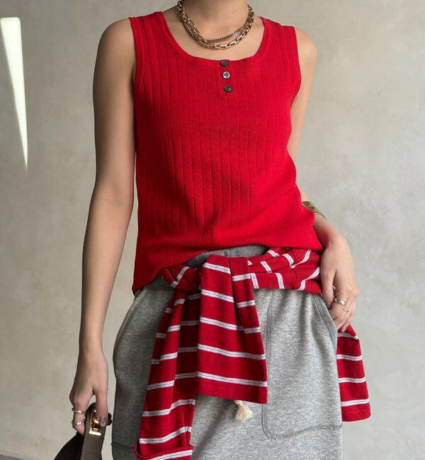  「ヘンリーネック前後2WAYニットタンク」|ニット・セーター|