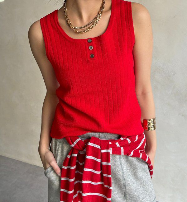  「ヘンリーネック前後2WAYニットタンク」|ニット・セーター|