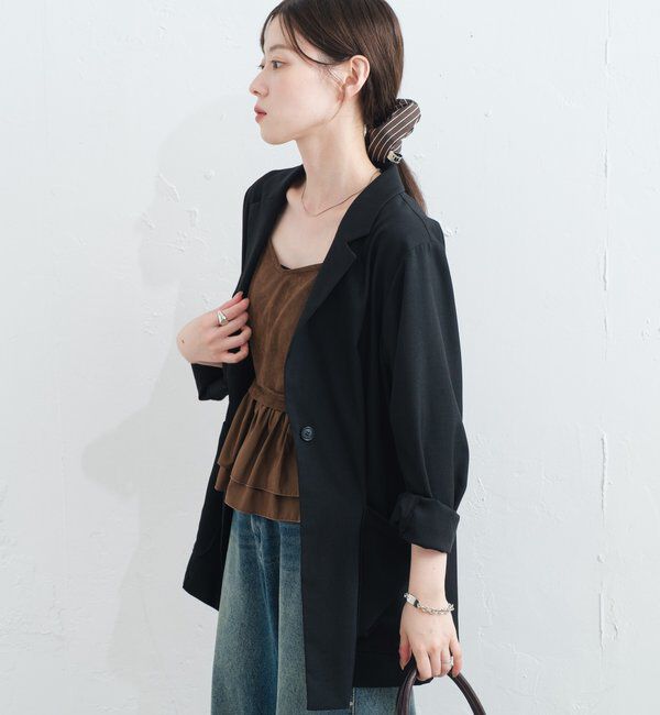  「【4色展開/裏地なし】バックスリットジャケット」|その他|ブラック