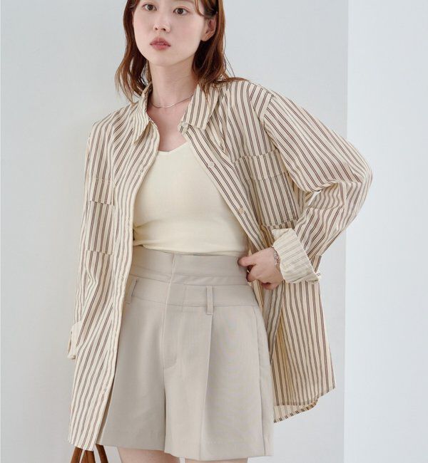  「【セットアップ対応】ストライプシャツ」|シャツ・ブラウス|アイボリー