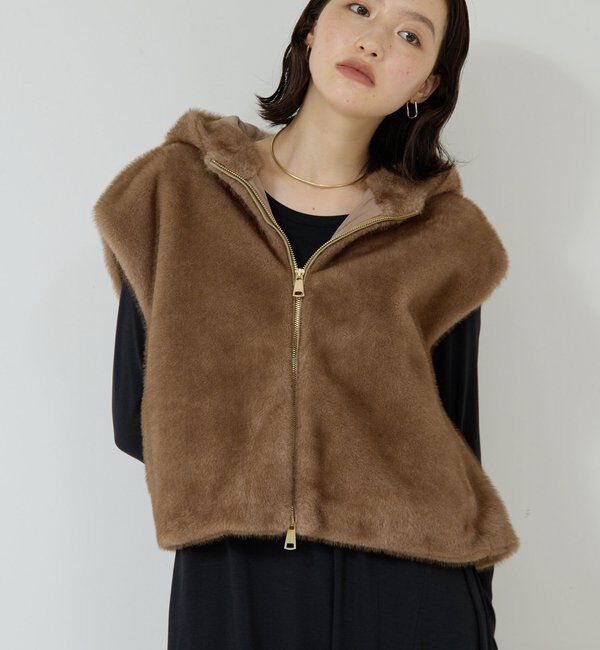  「【プラスワンで着映え！】フーディーファーベスト」|ベスト・ジレ|