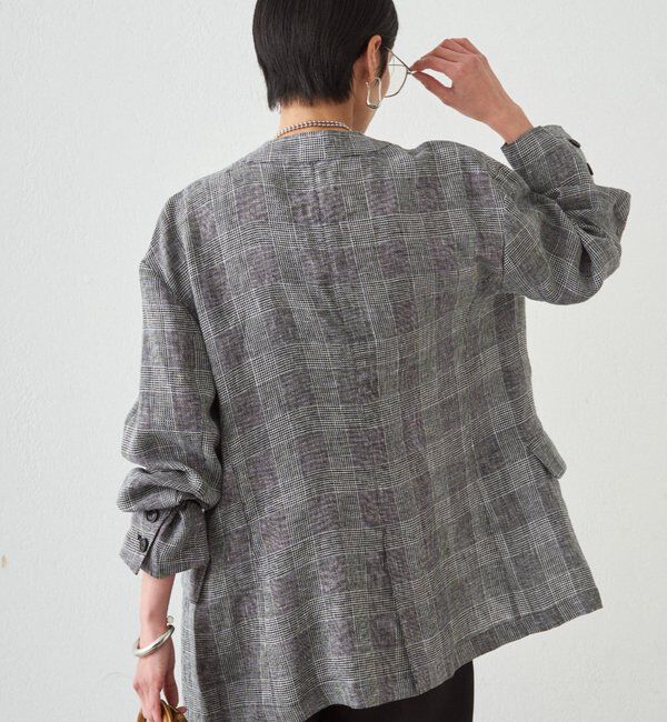  「チェックリネンBIGジャケット」|ベスト・ジレ|