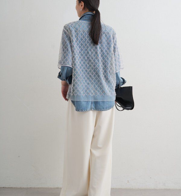  「ビーズシアーハーフスリーブブラウス」|シャツ・ブラウス|