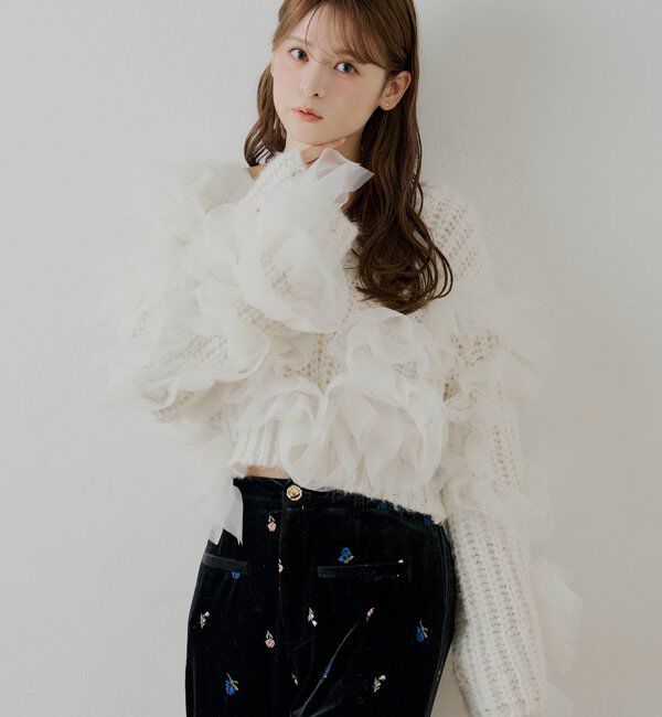  「【SALON by Chico】ランダムチュールドッキングニット」|ニット・セーター|