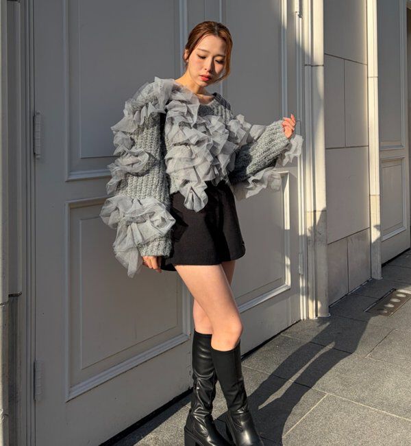  「【SALON by Chico】ランダムチュールドッキングニット」|ニット・セーター|