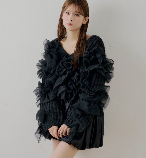  「【SALON by Chico】ランダムチュールドッキングニット」|ニット・セーター|