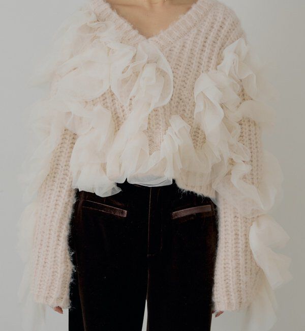  「【SALON by Chico】ランダムチュールドッキングニット」|ニット・セーター|