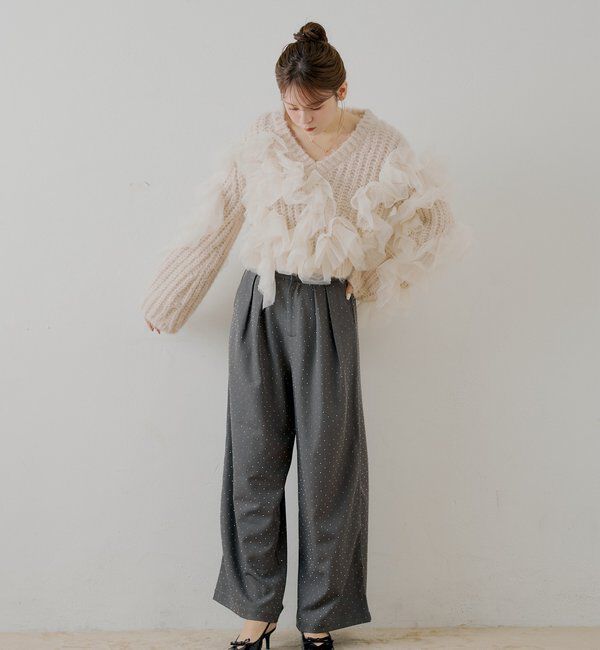  「【SALON by Chico】ランダムチュールドッキングニット」|ニット・セーター|