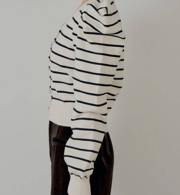  「【SALON by Chico】ビジューボタンパワショルデザインカーディガン」|カーディガン|