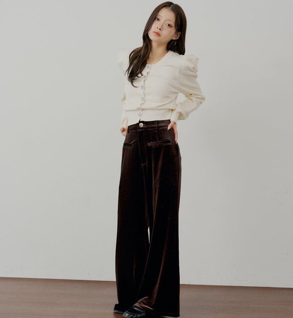  「【SALON by Chico】ビジューボタンパワショルデザインカーディガン」|カーディガン|