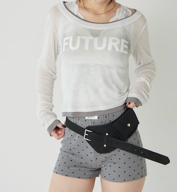  「スプレーロゴレイヤードシアートップス」|Tシャツ・カットソー|ホワイト