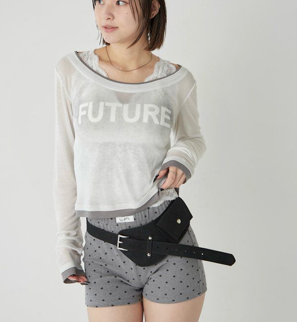  「スプレーロゴレイヤードシアートップス」|Tシャツ・カットソー|