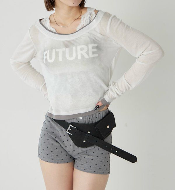  「スプレーロゴレイヤードシアートップス」|Tシャツ・カットソー|