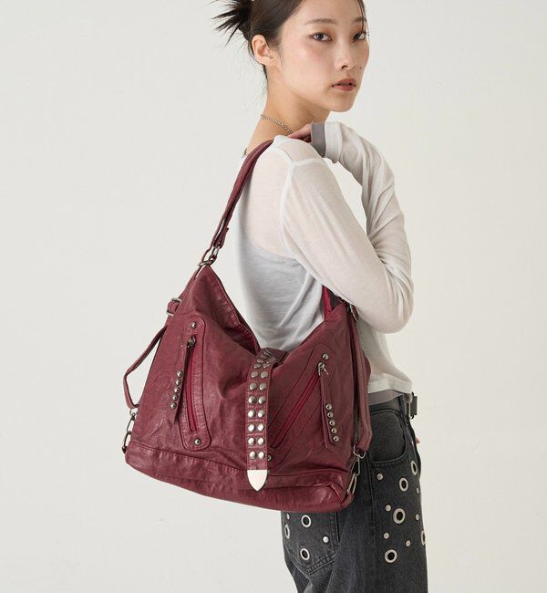  「【新色追加】2WAYドットスタッズリンプバッグ」|ショルダー・メッセンジャー|