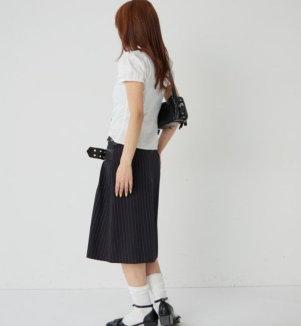 「ダブルベルトミディプリーツスカート」|スカート|
