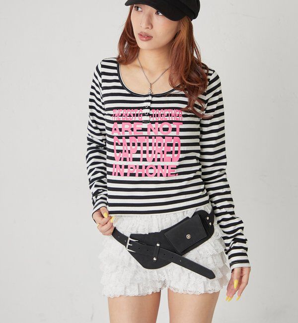  「【WEB限定】メッセージドットリングヘンリートップス」|Tシャツ・カットソー|