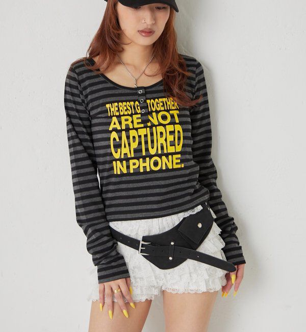  「【WEB限定】メッセージドットリングヘンリートップス」|Tシャツ・カットソー|