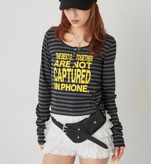  「【WEB限定】メッセージドットリングヘンリートップス」|Tシャツ・カットソー|