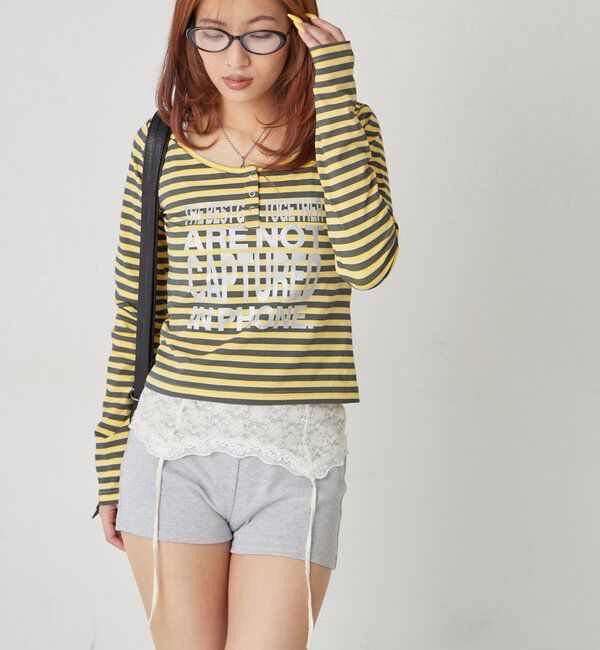  「【WEB限定】メッセージドットリングヘンリートップス」|Tシャツ・カットソー|