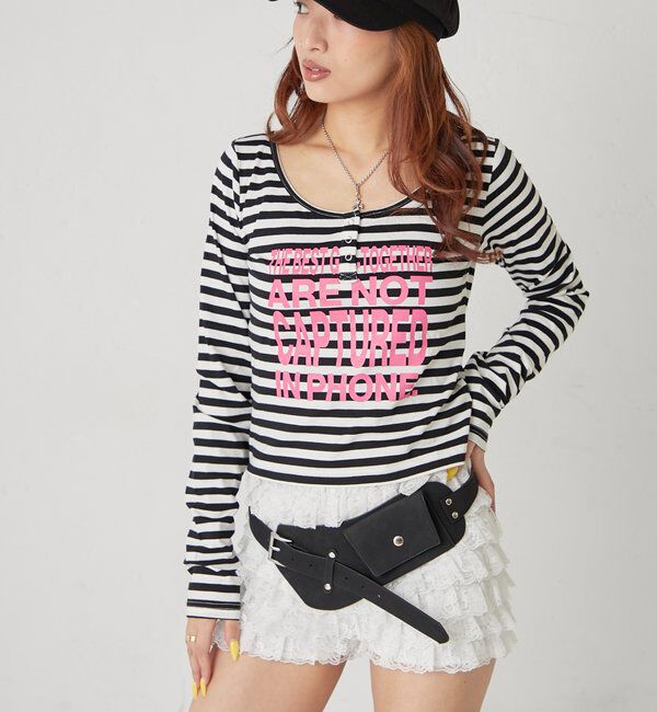  「【WEB限定】メッセージドットリングヘンリートップス」|Tシャツ・カットソー|