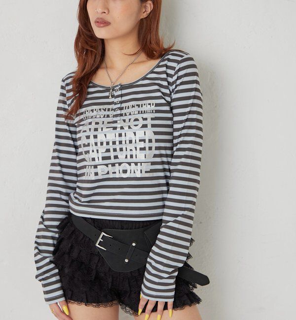  「【WEB限定】メッセージドットリングヘンリートップス」|Tシャツ・カットソー|