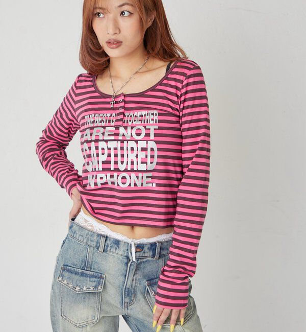  「【WEB限定】メッセージドットリングヘンリートップス」|Tシャツ・カットソー|