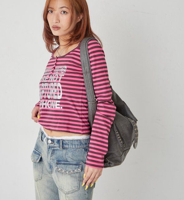  「【WEB限定】メッセージドットリングヘンリートップス」|Tシャツ・カットソー|