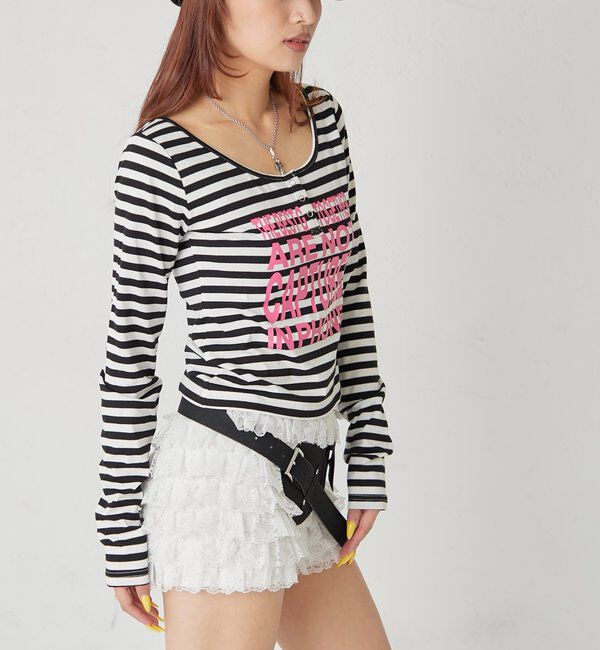  「【WEB限定】メッセージドットリングヘンリートップス」|Tシャツ・カットソー|