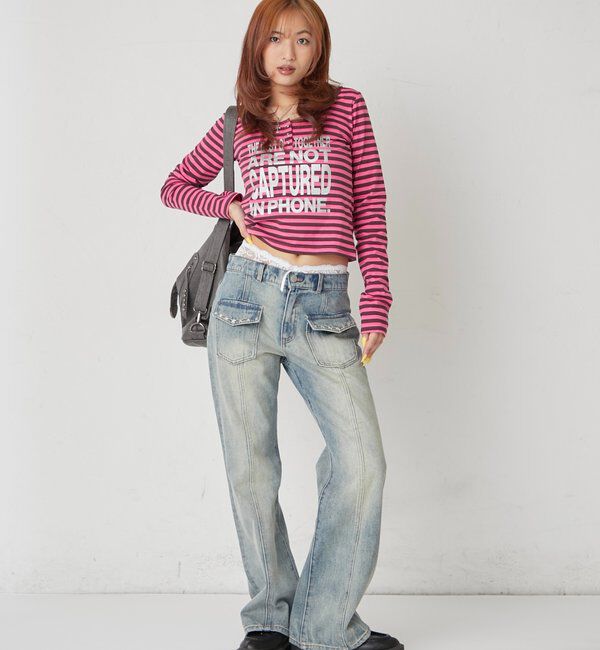  「【WEB限定】メッセージドットリングヘンリートップス」|Tシャツ・カットソー|