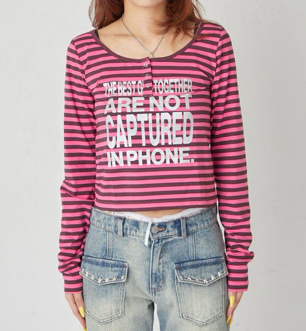  「【WEB限定】メッセージドットリングヘンリートップス」|Tシャツ・カットソー|